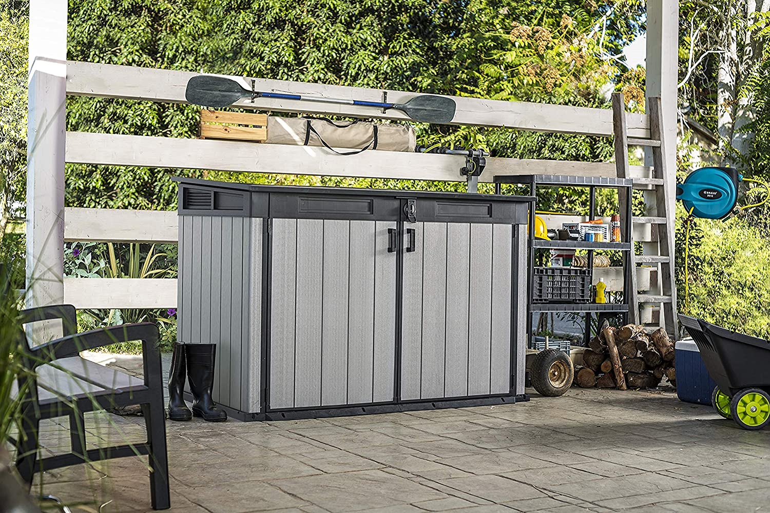 Keter Grande Store 2020L Outdoor Storage Shed – Grey, Heavy-Duty Duotech Design